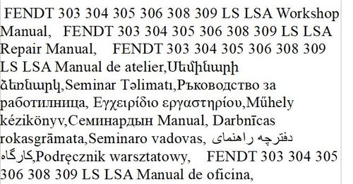 Product picture FENDT 303 304 305 306 308 309 LS LSA Workshop Manual,